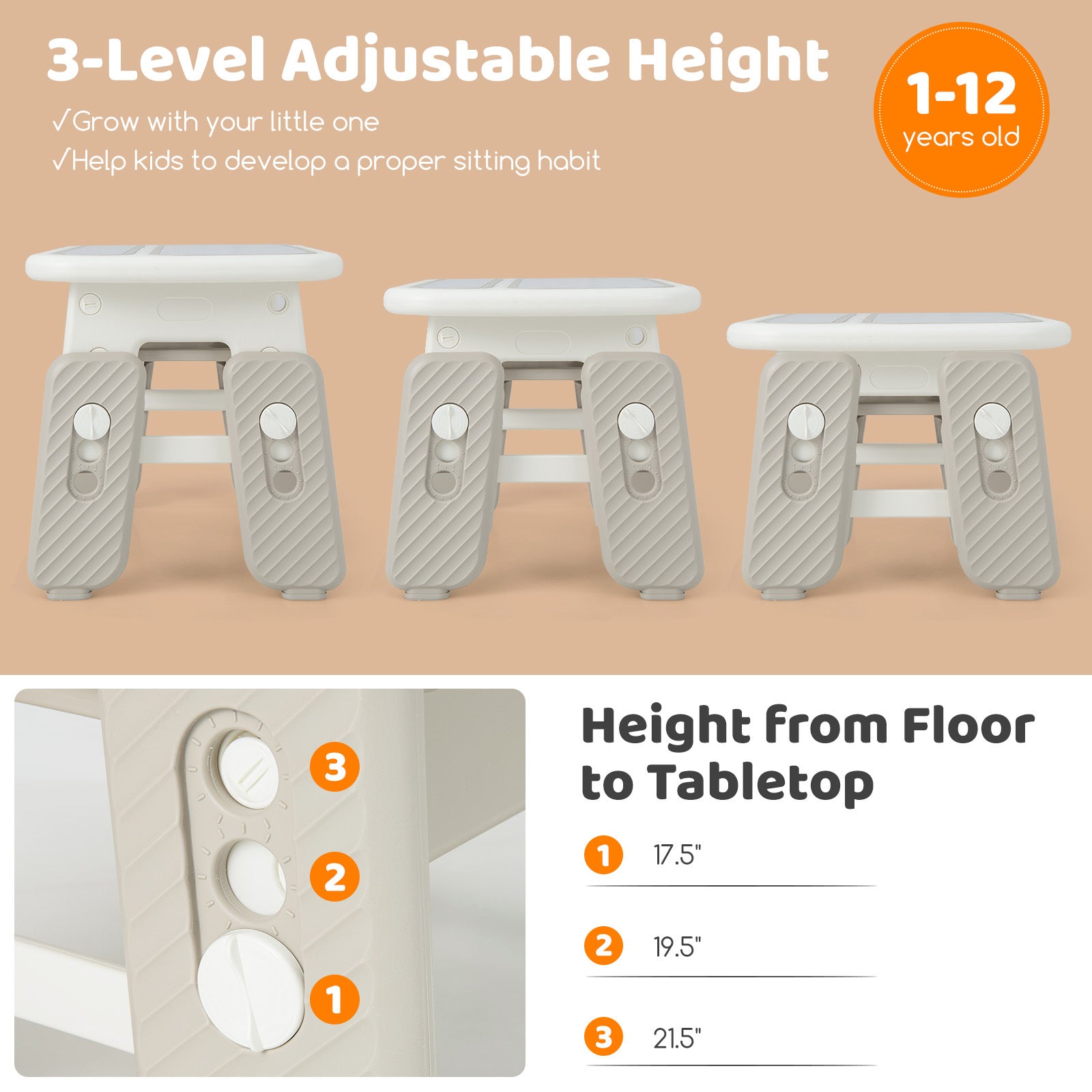 COSTWAY Kids Functional Desk and Chair Set, Convertible Activity Table Set w\u002F 2 Flipped Top Boards, Dry Erase Boards, Storage Basket, Height Adjustable Graffiti Table and Chair for Drawing Reading