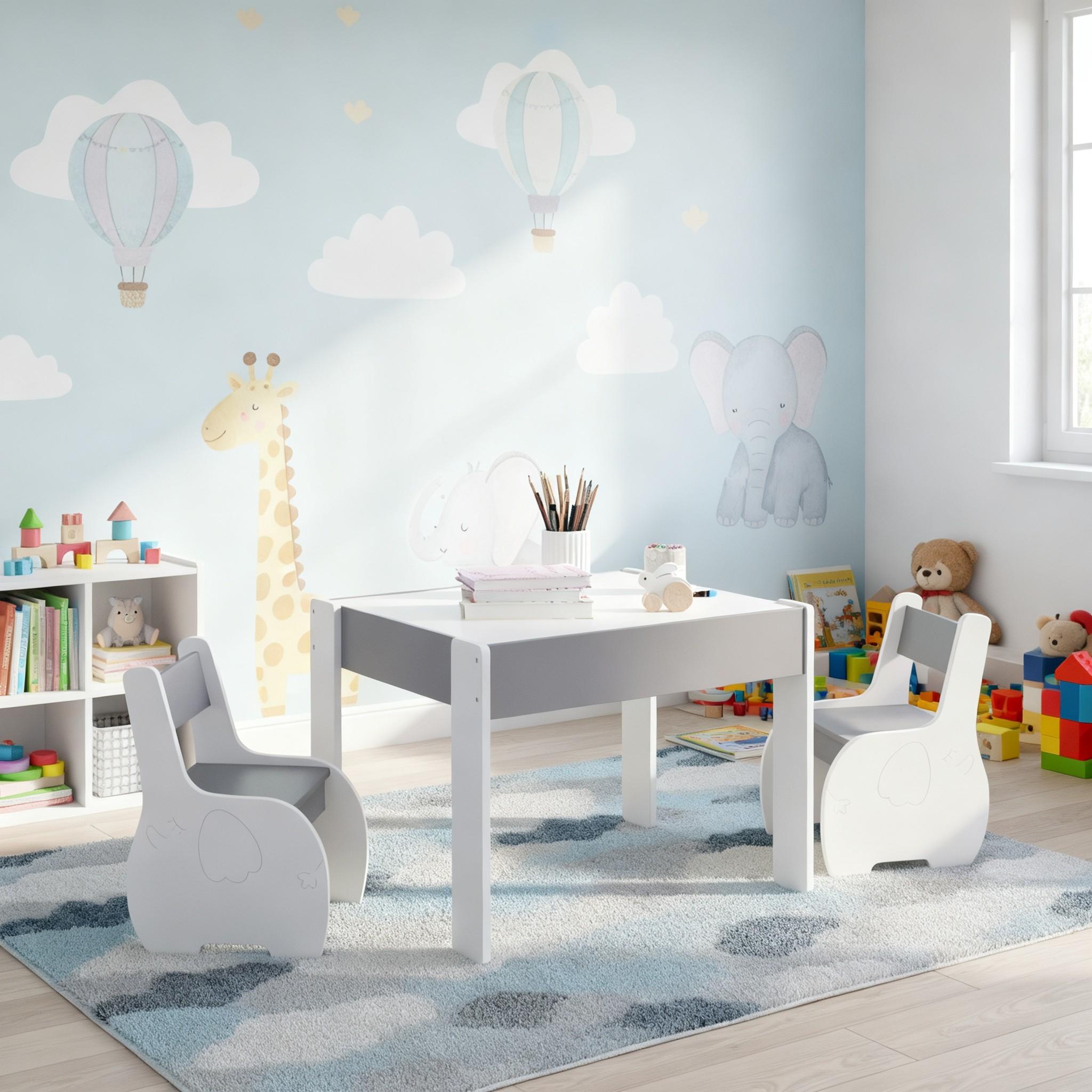 4-in-1 Multifunctional Kids Table & Chair Set | Arts, Crafts, Drawing & Detachable Tabletop with Storage, Perfect Gift for Boys & Girls, Material, Mixed Colors, Assembled by LIFEZEAL