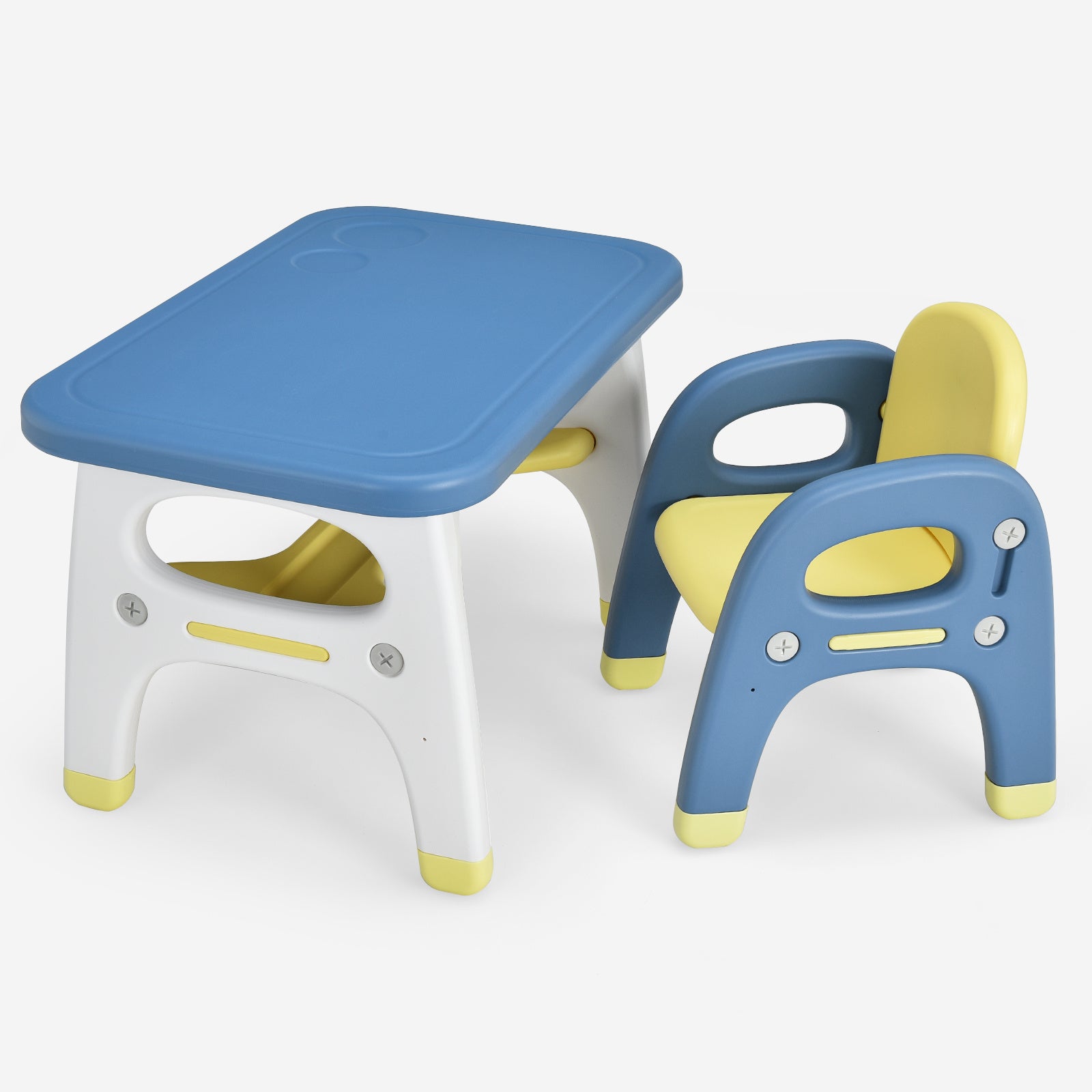 GYMAX Youngsters Table & Chair Set, 2pcs Plastic Youngsters Activity Table Set with Building Blocks, Play Table with Dinosaur Shaped Chair, for Reading, Snack Time, Arts & Crafts, Homeschooling Desk Set for Youngsters 1-5