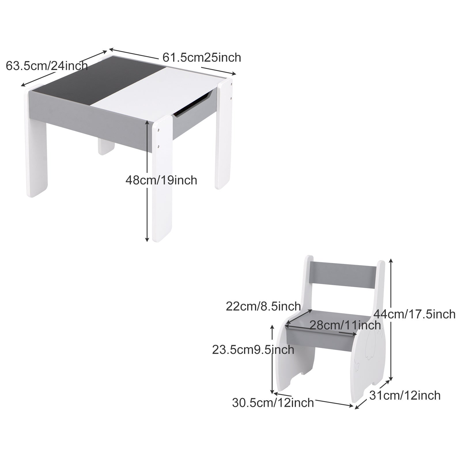 4-in-1 Multifunctional Kids Table & Chair Set | Arts, Crafts, Drawing & Detachable Tabletop with Storage, Perfect Gift for Boys & Girls, Material, Mixed Colors, Assembled by LIFEZEAL