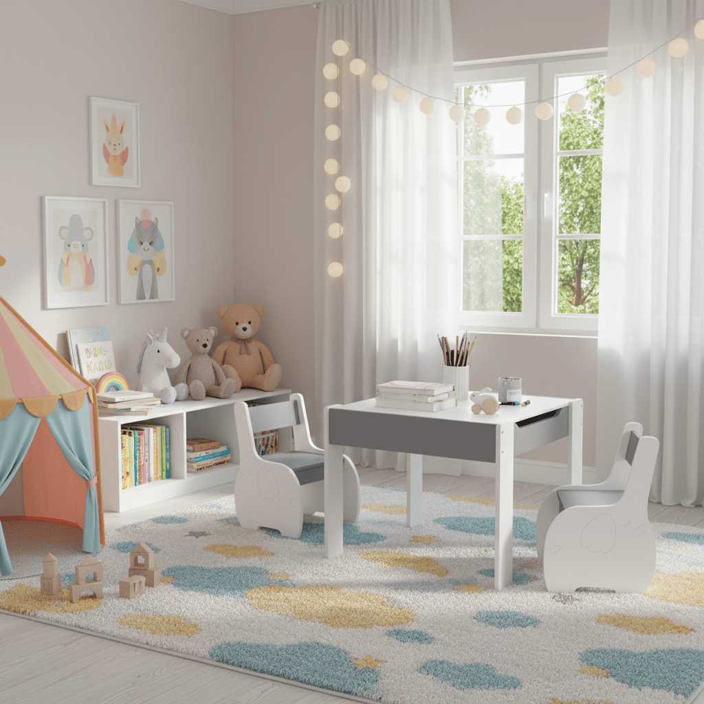 4-in-1 Multifunctional Kids Table & Chair Set | Arts, Crafts, Drawing & Detachable Tabletop with Storage, Perfect Gift for Boys & Girls, Material, Mixed Colors, Assembled by LIFEZEAL