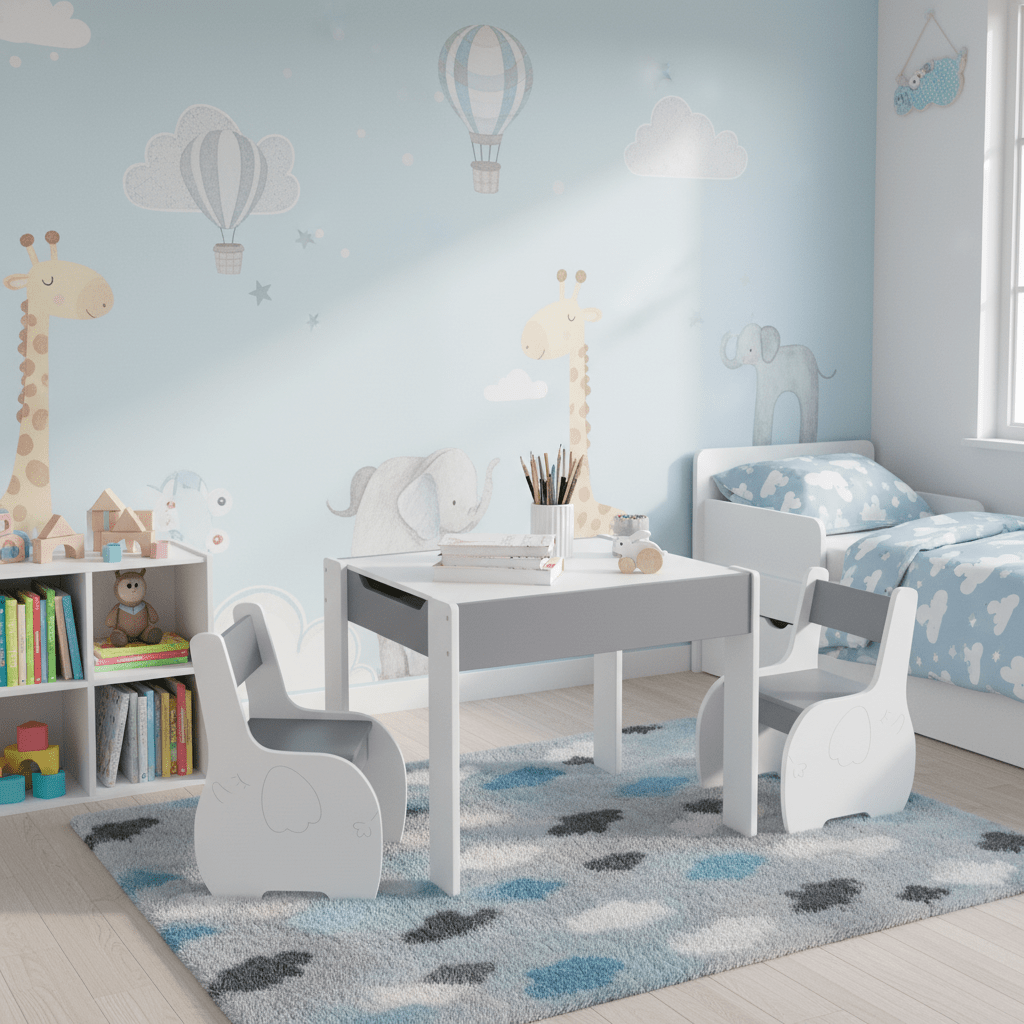 4-in-1 Multifunctional Kids Table & Chair Set | Arts, Crafts, Drawing & Detachable Tabletop with Storage, Perfect Gift for Boys & Girls, Material, Mixed Colors, Assembled by LIFEZEAL