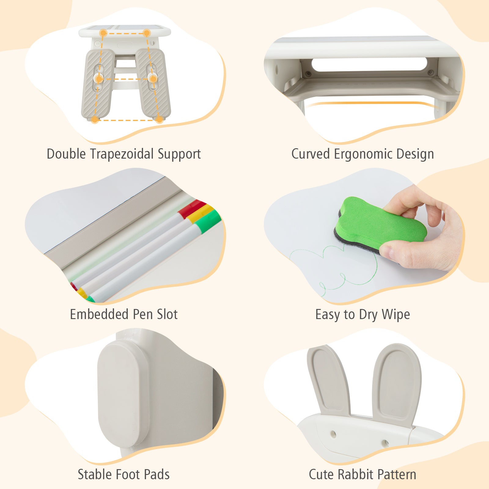 COSTWAY Kids Functional Desk and Chair Set, Convertible Activity Table Set w\u002F 2 Flipped Top Boards, Dry Erase Boards, Storage Basket, Height Adjustable Graffiti Table and Chair for Drawing Reading