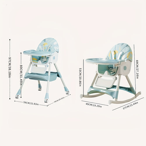 1pc Children's Multi-functional Dining Chair, Adjustable Children's Dining Chair Home Portable Dining Table Rocking Chair