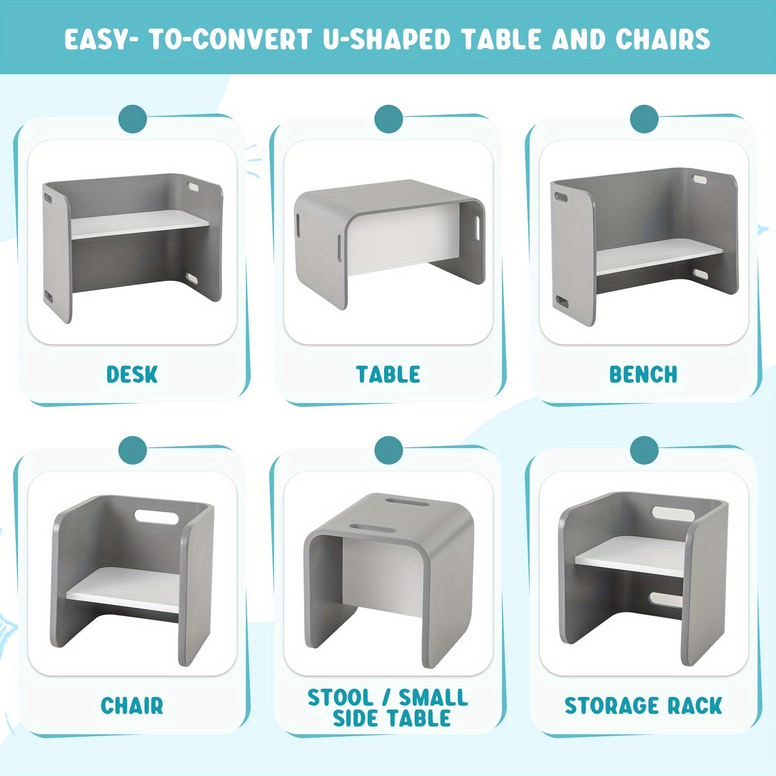 COSTWAY 3pcs Kids Wooden Table & Chair Set Children Multipurpose Homeschool Furniture, Furniture, Playroom Essentials, Simple Design, Functional Decor, Sturdy Construction, Solid Wood, Chairs, Toddler Table And Chair Set, Daycare Furniture